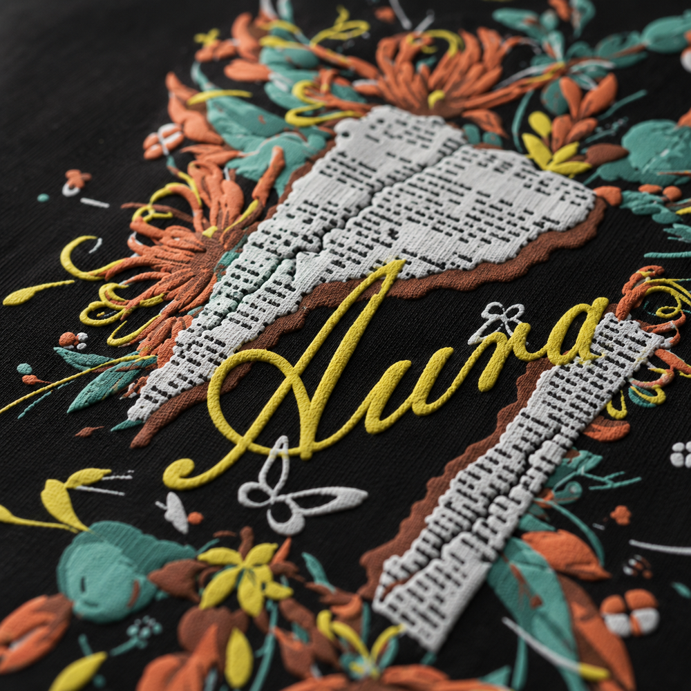 Bloomscript Oversized Puff Print T-Shirt by The Aura – product view 5
