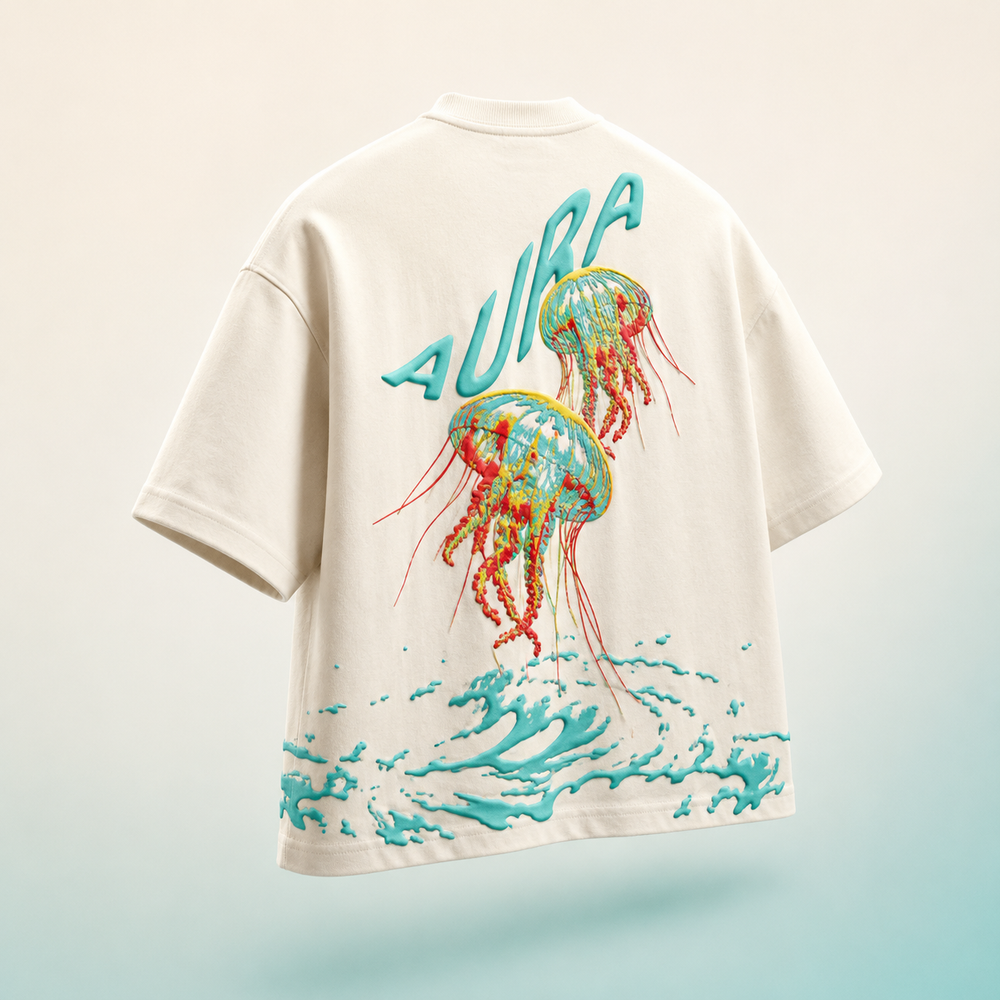 Abyss Oversized Puff Print T-Shirt by The Aura – product view 5